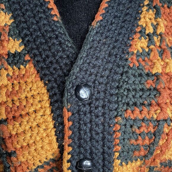 Vintage Handmade Knit Fall Button Up Sweater. OOAK. Medium. Autumn Harvest Vibes - Picture 14 of 15